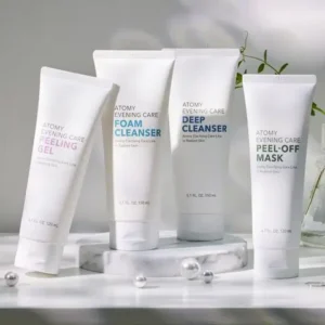 Coffret de quatre soins du soir Atomy Evening Care : Peeling Gel, Foam Cleanser, Deep Cleanser et Peel-Off Mask