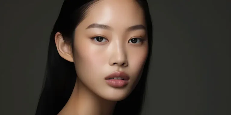 ai genere une photo de fille mignonne Jeune femme asiatique avec une peau parfaite illustrant les bienfaits de la K-Beauty skincare