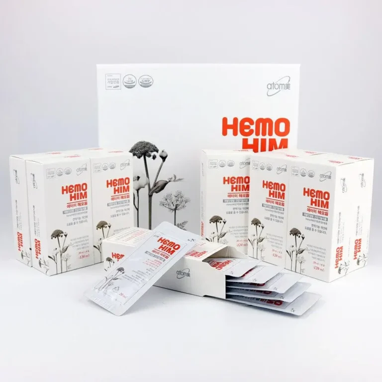 Atomy HemoHIM avis bienfaits Atomy HemoHIM avis - boîte du produit et ses ingrédients botaniques